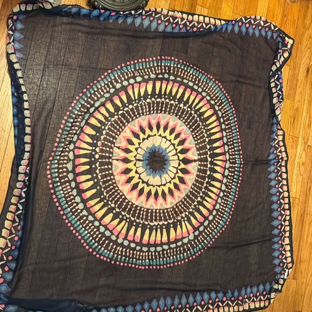 Square navy scarf with pattern